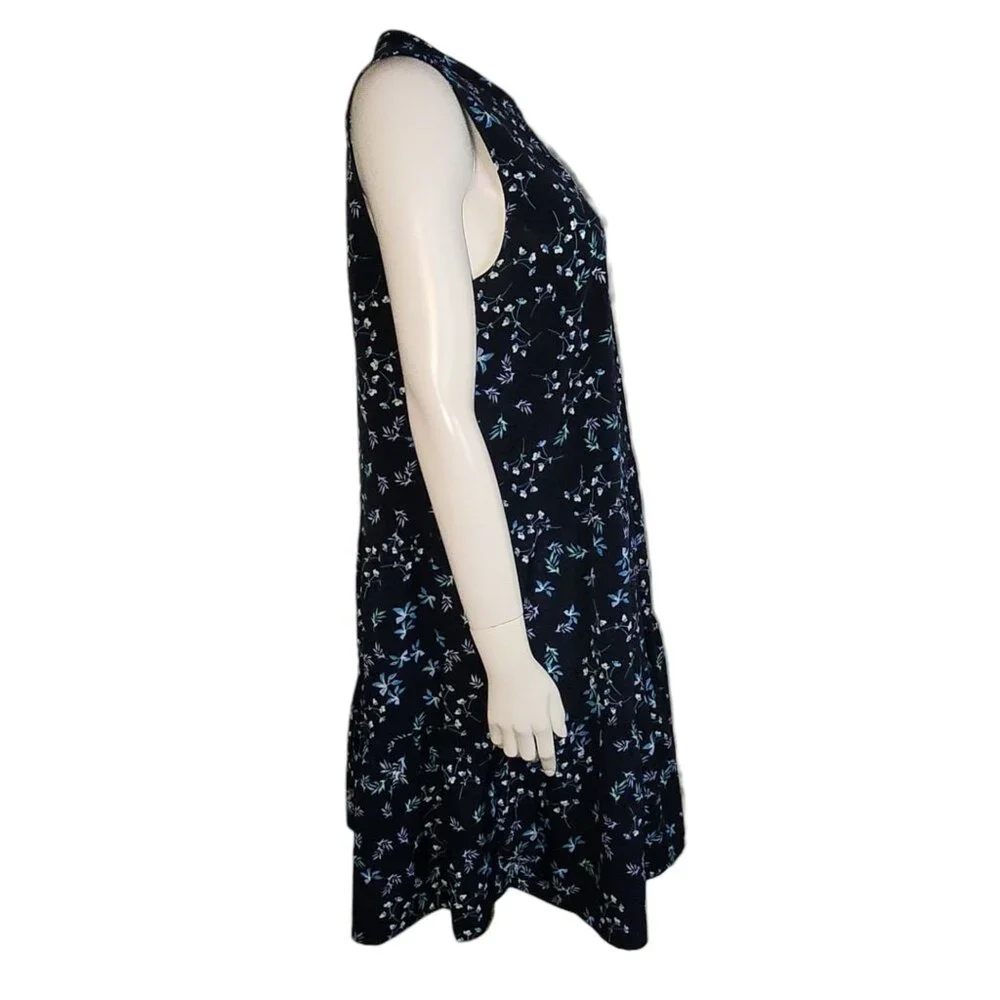 Banana Republic Dress Womens Size L Large Blue Floral Button Front‎ Sleeveless